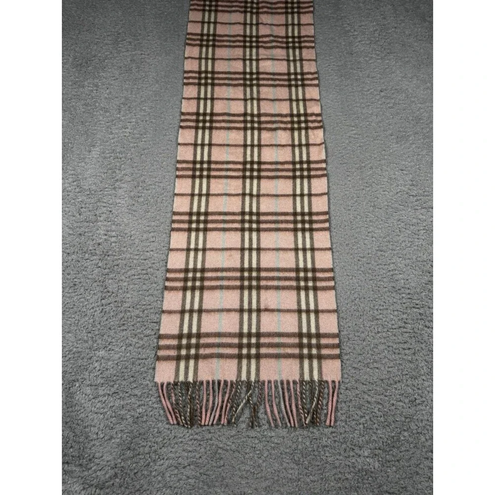 BURBERRY Light Pink 100%  Cashmere Classic Vintage  Nova Scarf 12” X 56”